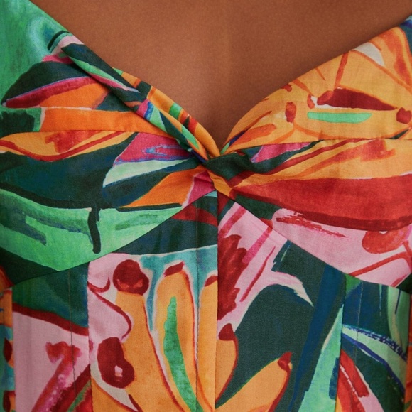 Farm Rio Multicolor Banana Foliage Puff Sleeve Midi Dress - Picture 7 of 12